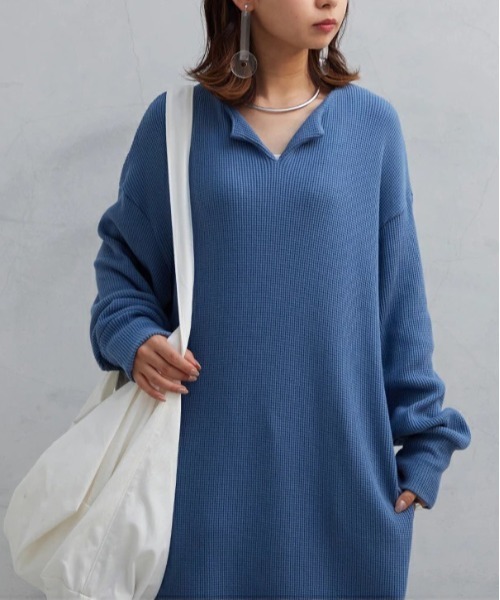 キーネックワッフルワンピース（ワンピース）｜No one knows（ノーワン