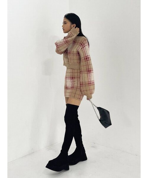 EMODA(エモダ)の「チェックパフスリーブニット(ニット/セーター・レディース・ブラック/ベージュ/グリーン・FREE)」の19枚目の写真