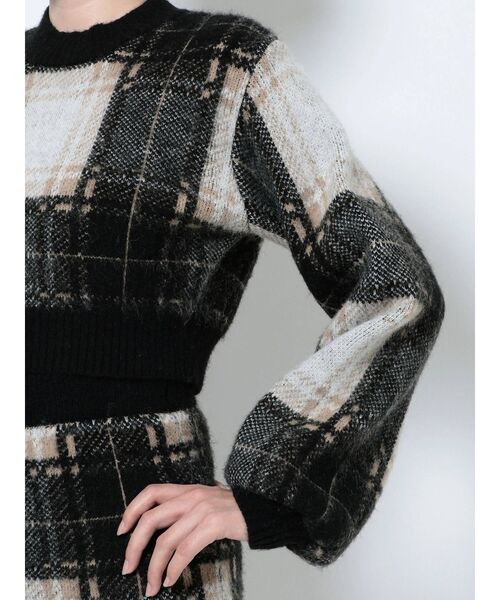 EMODA(エモダ)の「チェックパフスリーブニット(ニット/セーター・レディース・ブラック/ベージュ/グリーン・FREE)」の15枚目の写真