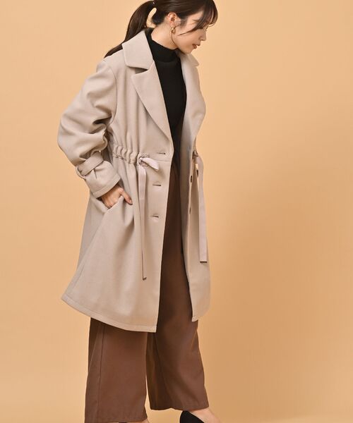 rps（アールピーエス）の「ウエストリボンチェスターコート（チェスターコート・レディース・ブラック/グレイッシュベージュ/モカ・M）」の8枚目の写真