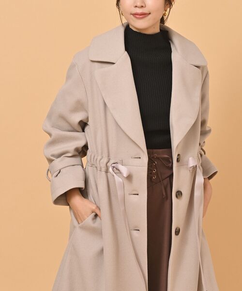 rps（アールピーエス）の「ウエストリボンチェスターコート（チェスターコート・レディース・ブラック/グレイッシュベージュ/モカ・M）」の11枚目の写真