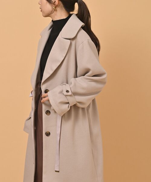 rps（アールピーエス）の「ウエストリボンチェスターコート（チェスターコート・レディース・ブラック/グレイッシュベージュ/モカ・M）」の14枚目の写真