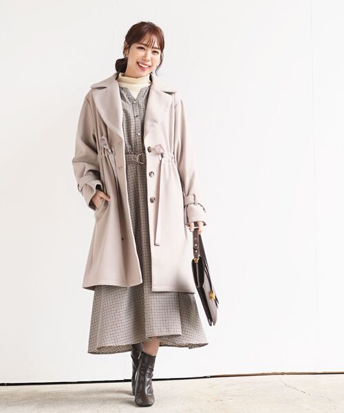 rps（アールピーエス）の「ウエストリボンチェスターコート（チェスターコート・レディース・ブラック/グレイッシュベージュ/モカ・M）」の15枚目の写真