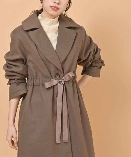 rps（アールピーエス）の「ウエストリボンチェスターコート（チェスターコート・レディース・ブラック/グレイッシュベージュ/モカ・M）」の20枚目の写真