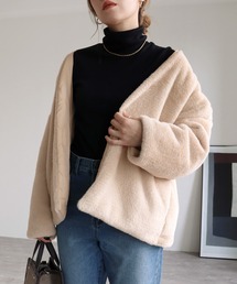 reca | リバーシブルノーカラーファーショートコート(ノーカラーコート)