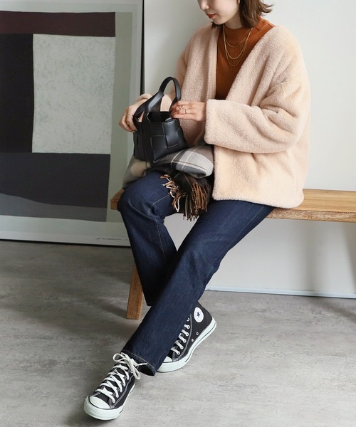 reca（レカ）の「リバーシブルノーカラーファーショートコート（ノーカラーコート・レディース・ベージュ・FREE）」の6枚目の写真