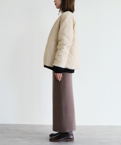 reca（レカ）の「リバーシブルノーカラーファーショートコート（ノーカラーコート・レディース・ベージュ・FREE）」の19枚目の写真
