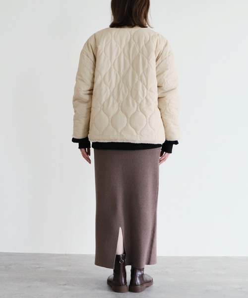 reca（レカ）の「リバーシブルノーカラーファーショートコート（ノーカラーコート・レディース・ベージュ・FREE）」の20枚目の写真