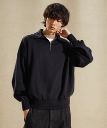 【WEB限定】《数量限定追加》ビッグカラー ハーフジップ ルーズスウェット / ユニセックス