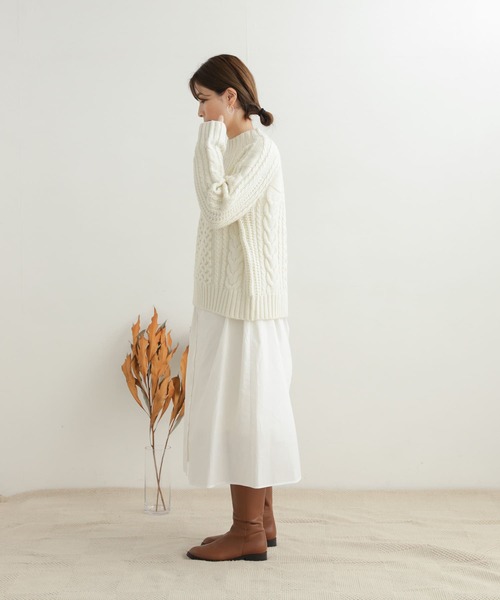 URBAN RESEARCH DOORS（アーバンリサーチドアーズ）の「ケーブルクルーネックニット（ニット/セーター・レディース・オフホワイト/ネイビー・MEDIUM）」の11枚目の写真