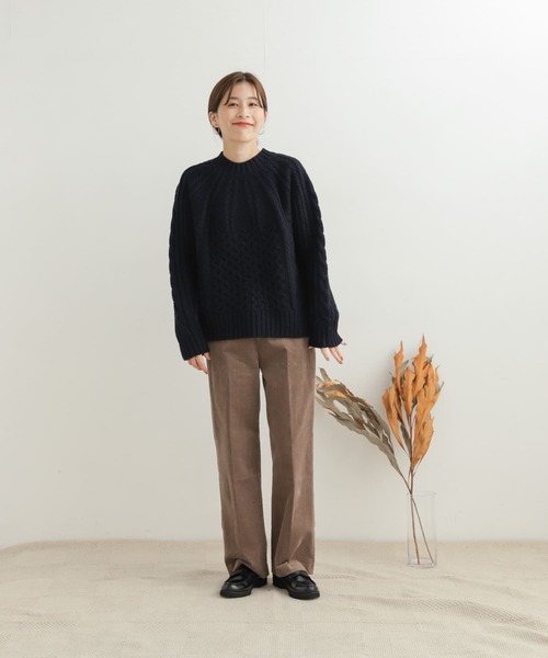 URBAN RESEARCH DOORS（アーバンリサーチドアーズ）の「ケーブルクルーネックニット（ニット/セーター・レディース・オフホワイト/ネイビー・MEDIUM）」の19枚目の写真