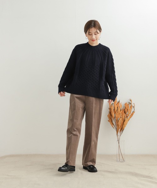 URBAN RESEARCH DOORS（アーバンリサーチドアーズ）の「ケーブルクルーネックニット（ニット/セーター・レディース・オフホワイト/ネイビー・MEDIUM）」の21枚目の写真