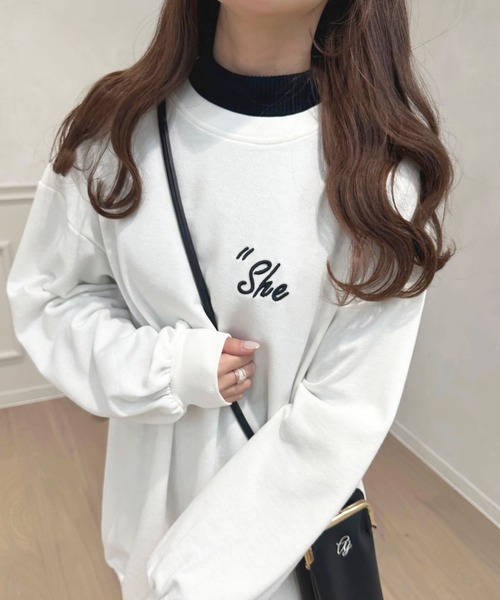 apres jour（アプレジュール）の「ぷっくりロゴ刺繍スウェット【ZOZOTOWN限定アイテム】（スウェット・レディース・ライトピンク/ネイビー/オフホワイト/アイボリー・フリー/X-LARGE）」の9枚目の写真