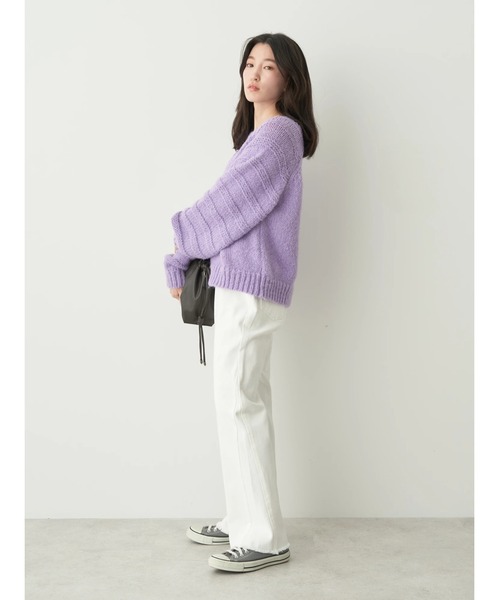 earth music&ecology（アースミュージックアンドエコロジー）の「マチ付きルーズデニムパンツ（デニムパンツ・レディース・ホワイト/ライトインディゴブルー・S/M/L）」の5枚目の写真