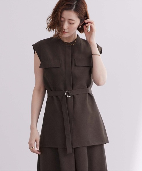 UR'S（ユアーズ）の「リネンライクノースリーブトップス（タンクトップ・レディース・グリーン系その他/サンドベージュ/ブラック/アイボリー/ブルー系その他/ダークグレー/ダークブラウン・S/M/L）」の4枚目の写真