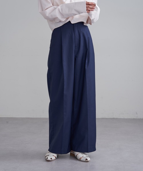 mline（エムライン）の「【2サイズ展開】[mline]セットアップスラックスパンツ（スラックス・レディース・ベージュ/ネイビー/グレー・1/2）」の3枚目の写真