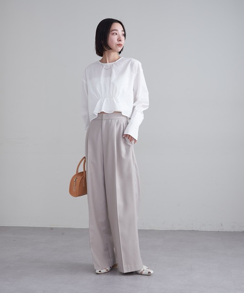mline（エムライン）の「【2サイズ展開】[mline]セットアップスラックスパンツ（スラックス・レディース・ベージュ/ネイビー/グレー・1/2）」の5枚目の写真