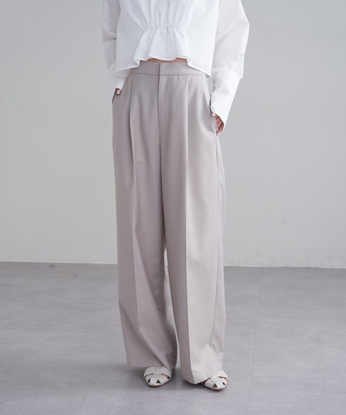 mline（エムライン）の「【2サイズ展開】[mline]セットアップスラックスパンツ（スラックス・レディース・ベージュ/ネイビー/グレー・1/2）」の9枚目の写真