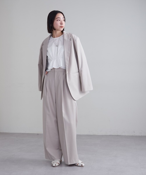 mline（エムライン）の「【2サイズ展開】[mline]セットアップスラックスパンツ（スラックス・レディース・ベージュ/ネイビー/グレー・1/2）」の10枚目の写真
