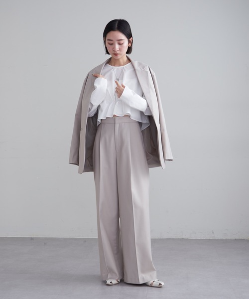 mline（エムライン）の「【2サイズ展開】[mline]セットアップスラックスパンツ（スラックス・レディース・ベージュ/ネイビー/グレー・1/2）」の11枚目の写真