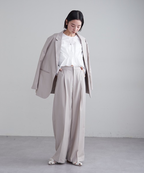 mline（エムライン）の「【2サイズ展開】[mline]セットアップスラックスパンツ（スラックス・レディース・ベージュ/ネイビー/グレー・1/2）」の13枚目の写真