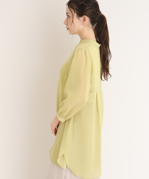 DRESKIP（ドレスキップ）の「◆お袖のボリュームが可愛い！キーネック七分袖ブラウス（チュニック・レディース・ベージュ/レモンイエロー/ネイビー・04/02/03）」の5枚目の写真