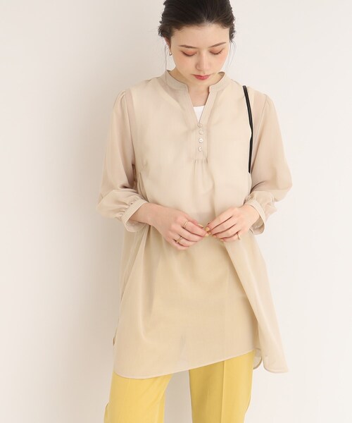 DRESKIP（ドレスキップ）の「◆お袖のボリュームが可愛い！キーネック七分袖ブラウス（チュニック・レディース・ベージュ/レモンイエロー/ネイビー・04/02/03）」の11枚目の写真