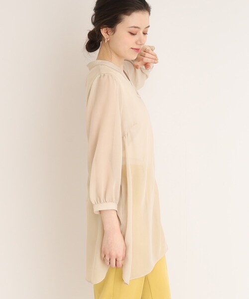 DRESKIP（ドレスキップ）の「◆お袖のボリュームが可愛い！キーネック七分袖ブラウス（チュニック・レディース・ベージュ/レモンイエロー/ネイビー・04/02/03）」の12枚目の写真