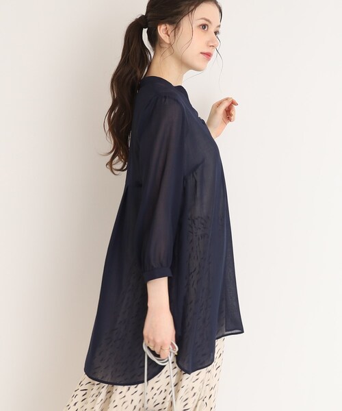 DRESKIP（ドレスキップ）の「◆お袖のボリュームが可愛い！キーネック七分袖ブラウス（チュニック・レディース・ベージュ/レモンイエロー/ネイビー・04/02/03）」の19枚目の写真