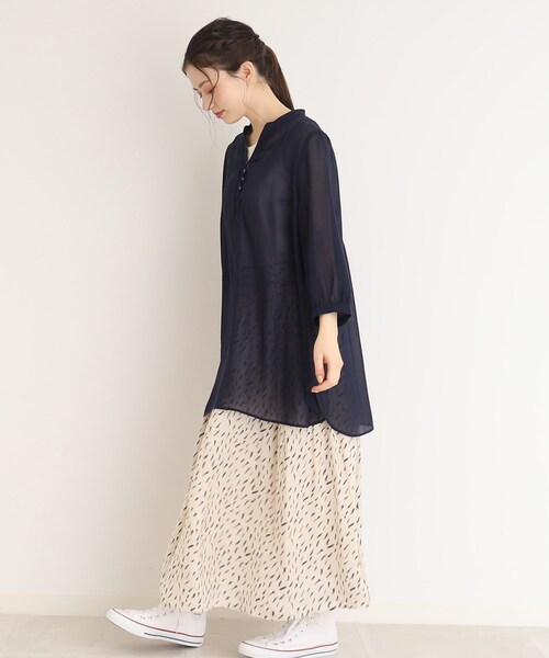 DRESKIP（ドレスキップ）の「◆お袖のボリュームが可愛い！キーネック七分袖ブラウス（チュニック・レディース・ベージュ/レモンイエロー/ネイビー・04/02/03）」の22枚目の写真