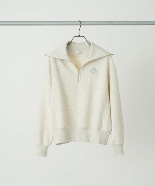 earth music&ecology（アースミュージックアンドエコロジー）の「ハーフZIPウラケプルオーバー（Tシャツ/カットソー・レディース・ブラック/アイボリー/オートミール/ピンクベージュ・FREE）」の4枚目の写真