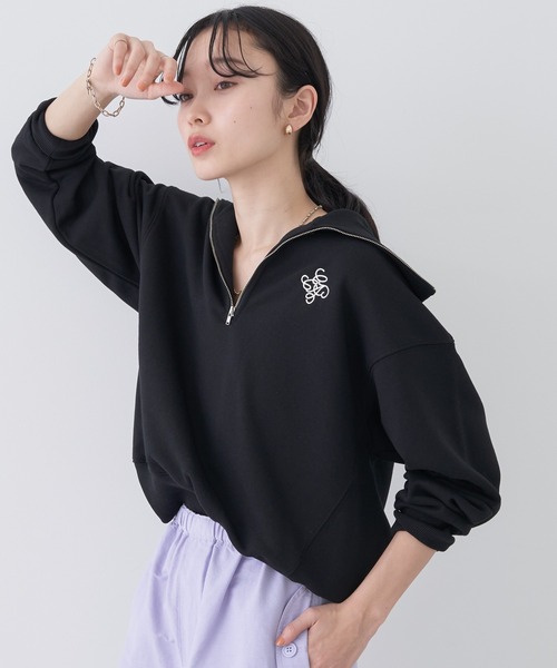earth music&ecology（アースミュージックアンドエコロジー）の「ハーフZIPウラケプルオーバー（Tシャツ/カットソー・レディース・ブラック/アイボリー/オートミール/ピンクベージュ・FREE）」の3枚目の写真