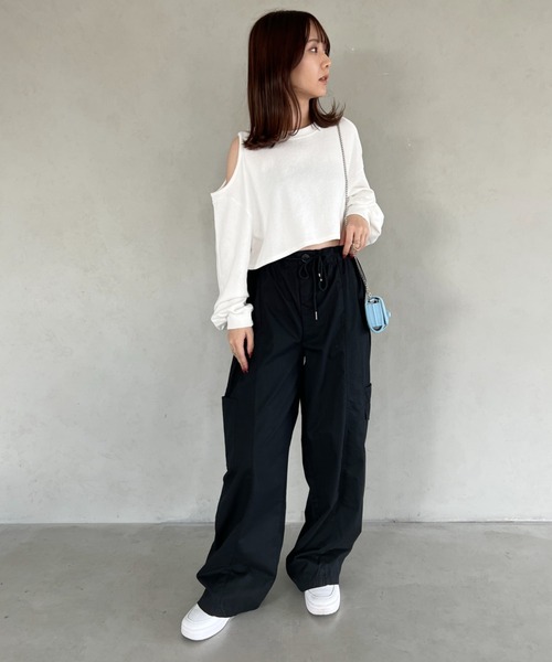 CLEA(クレア)の「メンズライク ミリタリーカーゴワイドパンツ(カーゴパンツ・レディース・ブラック/ピンク/アイボリー・FREE)」の20枚目の写真