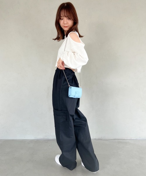 CLEA(クレア)の「メンズライク ミリタリーカーゴワイドパンツ(カーゴパンツ・レディース・ブラック/ピンク/アイボリー・FREE)」の21枚目の写真