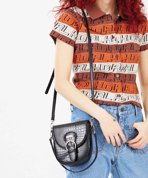 X-girl（エックスガール）の「FAUX CROC 2WAY BAG（ショルダーバッグ・レディース・フューシャピンク/ライトブルー/ブラック・ONE SIZE）」の5枚目の写真