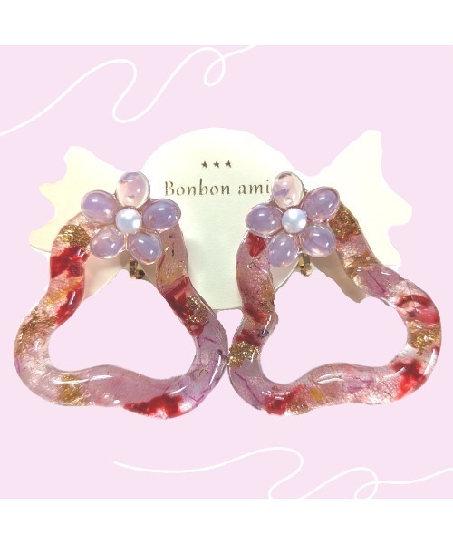 tone(トーン)の「【hazeleyes】大ぶり花吹雪イヤリング(Bonbonami ボンボンアミ)(MA)(イヤリング・レディース・ピンク/ホワイト/オレンジ・FREE)」の2枚目の写真