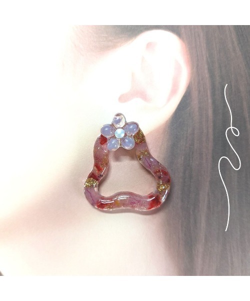 tone(トーン)の「【hazeleyes】大ぶり花吹雪イヤリング(Bonbonami ボンボンアミ)(MA)(イヤリング・レディース・ピンク/ホワイト/オレンジ・FREE)」の6枚目の写真