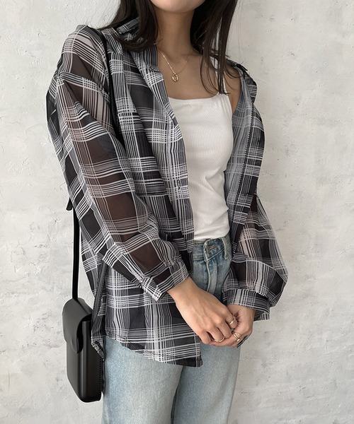 シースルーチェックシャツ main image 0