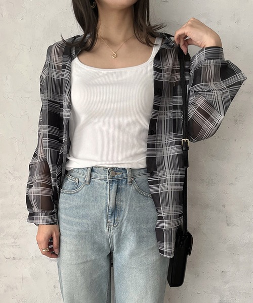シースルーチェックシャツ