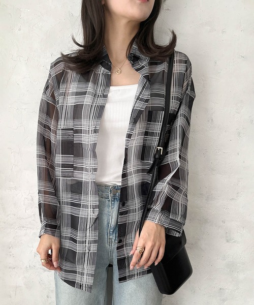 シースルーチェックシャツ main image 1