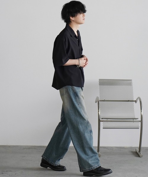WYM LIDNM（ウィム バイ リドム）の「WASHER H/S SKIPPER SHIRT（シャツ/ブラウス・メンズ・チャコール/ダークネイビー/グレー系/ブラウン系/ダークブラウン/ブラック・S/M/L）」の7枚目の写真