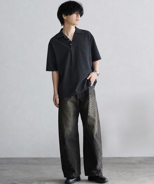 WYM LIDNM（ウィム バイ リドム）の「WASHER H/S SKIPPER SHIRT（シャツ/ブラウス・メンズ・チャコール/ダークネイビー/グレー系/ブラウン系/ダークブラウン/ブラック・S/M/L）」の9枚目の写真
