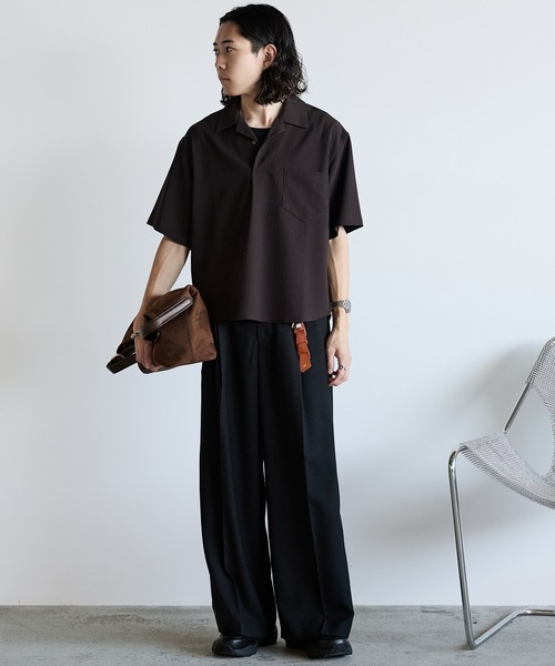 WYM LIDNM（ウィム バイ リドム）の「WASHER H/S SKIPPER SHIRT（シャツ/ブラウス・メンズ・チャコール/ダークネイビー/グレー系/ブラウン系/ダークブラウン/ブラック・S/M/L）」の19枚目の写真