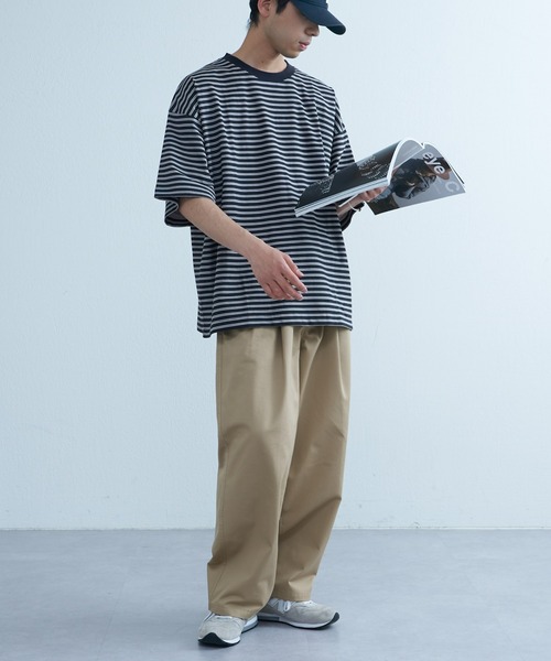 CIAOPANIC TYPY（チャオパニックティピー）の「USAコットンマルチレトロボーダーハーフスリーブビッグTee（Tシャツ/カットソー・メンズ・ブラウン/ブルー/ブラック・LARGE/MEDIUM）」の7枚目の写真