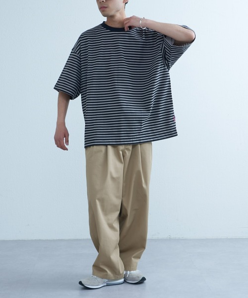 CIAOPANIC TYPY（チャオパニックティピー）の「USAコットンマルチレトロボーダーハーフスリーブビッグTee（Tシャツ/カットソー・メンズ・ブラウン/ブルー/ブラック・LARGE/MEDIUM）」の9枚目の写真