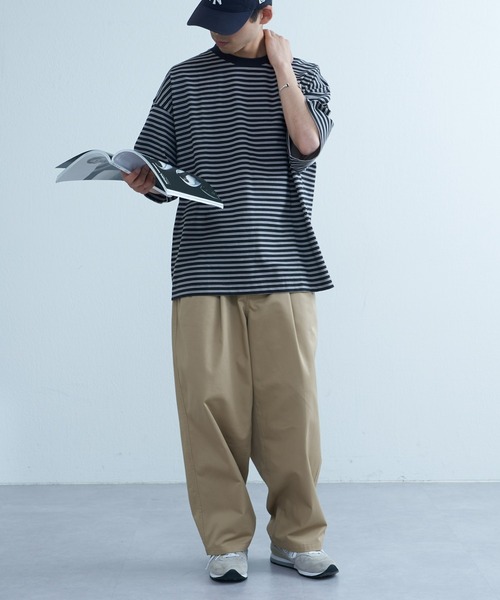 CIAOPANIC TYPY（チャオパニックティピー）の「USAコットンマルチレトロボーダーハーフスリーブビッグTee（Tシャツ/カットソー・メンズ・ブラウン/ブルー/ブラック・LARGE/MEDIUM）」の8枚目の写真