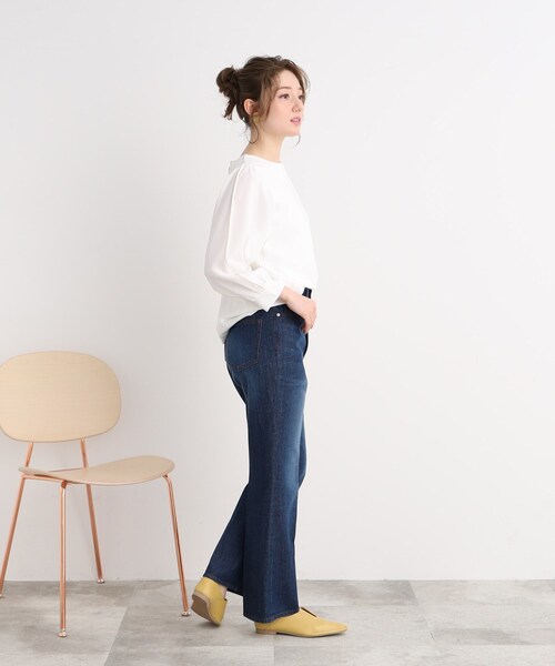 DRESKIP（ドレスキップ）の「◆キレイ見え 異素材切り替えトップス（Tシャツ/カットソー・レディース・ネイビー/オフホワイト/ピンク系・02/03）」の8枚目の写真