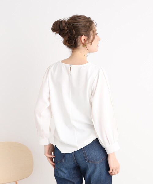 DRESKIP（ドレスキップ）の「◆キレイ見え 異素材切り替えトップス（Tシャツ/カットソー・レディース・ネイビー/オフホワイト/ピンク系・02/03）」の20枚目の写真