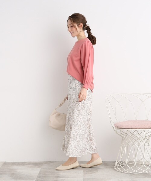 DRESKIP（ドレスキップ）の「◆キレイ見え 異素材切り替えトップス（Tシャツ/カットソー・レディース・ネイビー/オフホワイト/ピンク系・02/03）」の13枚目の写真