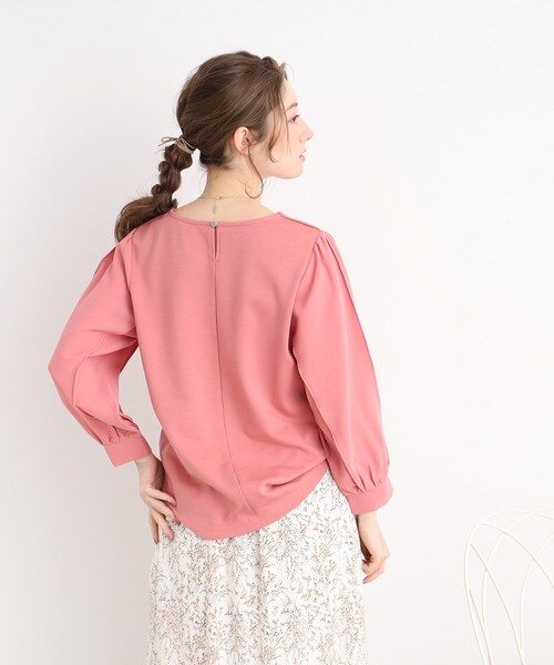 DRESKIP（ドレスキップ）の「◆キレイ見え 異素材切り替えトップス（Tシャツ/カットソー・レディース・ネイビー/オフホワイト/ピンク系・02/03）」の17枚目の写真